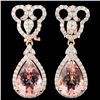 Image 1 : 14K Gold 6.86ct Morganite & 1.30ctw Diamond Earrin