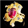Image 2 : 18K Gold 12.04ct Rubellite Tourmaline & 0.68ctw Di