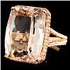 Image 2 : 14K Gold 19ct Morganite & 0.50ctw Diamond Ring