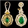 Image 2 : 18K Gold 1.98ct Emerald & 1.85ctw Diamond Earrings