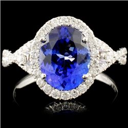 14K Gold 2.35ct Tanzanite & 0.45ctw Diamond Ring