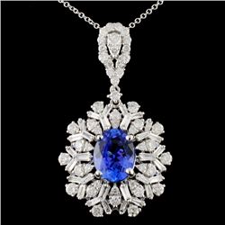 18K Gold 2.31ct Tanzanite & 1.87ctw Diamond Pendan