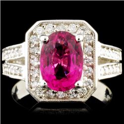 14K Gold 2.5ct Tourmaline & 0.76ctw Diamond Ring