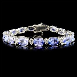 14K Gold 20.7ct Tanzanite & 0.8ctw Diamond Bracele