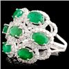 Image 2 : 14K Gold 3.20ct Emerald & 1.06ctw Diamond Ring