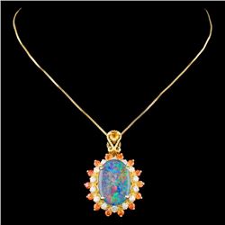 14K Gold 2.50ct Opal & 0.35ctw Diamond Pendant