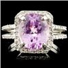 Image 1 : 14K Gold 4.18ct Kunzite & 0.44ctw Diamond Ring