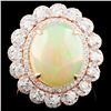 Image 1 : 14K Gold 4.66ct Opal & 1.15 Diamond Ring