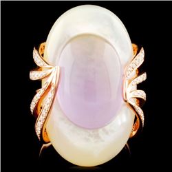 14K Gold 18.04ct Quartz & 0.35ctw Diamond Ring