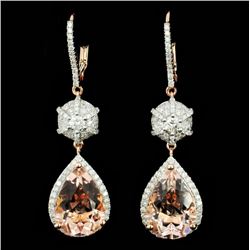 14K Gold 7.51ct Morganite & 0.94ct Diamond Earring