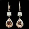 Image 1 : 14K Gold 7.51ct Morganite & 0.94ct Diamond Earring