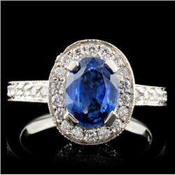 14K White Gold 1.32ct Sapphire & 2.23ct Diamond Ri