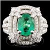 Image 1 : 14K Gold 1.26ct Emerald & 1.28ctw Diamond Ring