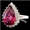 Image 2 : 14K Gold 9.99ct Tourmaline & 0.73ctw Diamond Ring