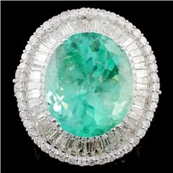 18K Gold 25.70ct Emerald & 6.94ctw Diamond Ring