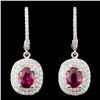 Image 1 : 18K Gold 1.27ctw Ruby & 0.50ctw Diamond Earrings