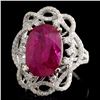 Image 2 : 18K White Gold 6.03ct Ruby & 0.96ct Diamond Ring