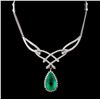 Image 1 : 18K/14K Gold 5.58ct Emerald & 2.10ct Diamond Neckl