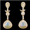 Image 1 : 14K Gold 3.30ctw Opal & 1.20ctw Diamond Earrings