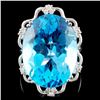 Image 1 : 14K Gold 22.79ct Topaz & 0.18ctw Diamond Ring