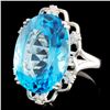Image 2 : 14K Gold 22.79ct Topaz & 0.18ctw Diamond Ring