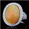 Image 1 : 18K Gold 7.87ct Opal & 1.02ct Diamond Ring