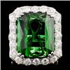 Image 1 : 18K Gold 23.82ct Tourmaline & 3.43ctw Diamond Ring