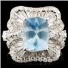 Image 1 : 18K Gold 1.94ct Aquamarine & 1.20ctw Diamond Ring