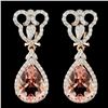 Image 1 : 14K Gold 7.25ct Morganite & 1.30ct Diamond Earring