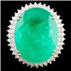 Image 1 : 18K Gold 21.47ct Emerald & 1.10ctw Diamond Ring