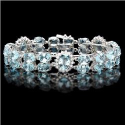 `14k W/G 40ct Aquamarine 1.85ct Diamond Bracelet