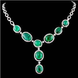 18K Gold 24.76ct Emerald & 2.41ctw Diamond Necklac