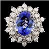Image 1 : 14K Gold 4.36ct Tanzanite & 0.73ctw Diamond Ring