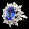 Image 2 : 14K Gold 4.36ct Tanzanite & 0.73ctw Diamond Ring