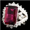 Image 2 : 14K Gold 4.37ct Tourmaline & 1.33ctw Diamond Ring