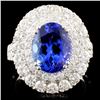 Image 1 : 18K Gold 4.02ct Tanzanite & 2.57ctw Diamond Ring