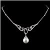Image 1 : 14K White Gold 13.00MM Pearl & 1.16ct Diamond Neck