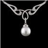 Image 2 : 14K White Gold 13.00MM Pearl & 1.16ct Diamond Neck
