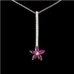 14K White Gold 1.00ct Ruby & 0.48ct Diamond Pendan