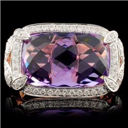 14K Rose Gold 6.73ct Amethyst & 0.50ct Diamond Rin