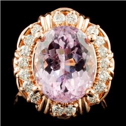 14K Gold 4.92ct Kunzite & 0.43ctw Diamond Ring