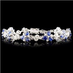 14K Gold 6.70ct Sapphire & 1.65ctw Diamond Bracele