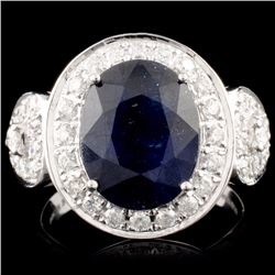 14K Gold 5.14ct Sapphire & 0.73ctw Diamond Ring