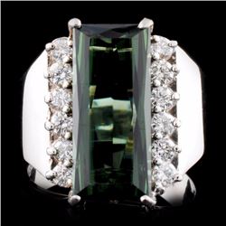 14K Gold 4.01ct Tourmaline & 0.48ctw Diamond Ring