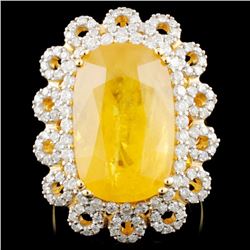 14K Gold 7.23ct Sapphire & 1.24ctw Diamond Ring