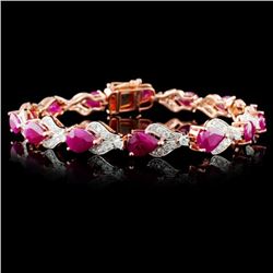 14K Rose Gold 10.67ct Ruby & 1.58ctw Diamond Brace