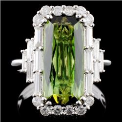 14K Gold 4.05ct Tourmaline & 0.95ct Diamond Ring