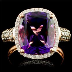 14K Gold 5.03ct Amethyst & 0.57ctw Diamond Ring