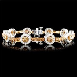 14K Gold 3.67ctw Fancy Color Diamond Bracelet
