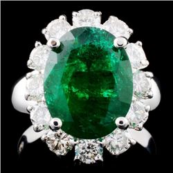 14K Gold 4.06ct Emerald & 1.45ctw Diamond Ring